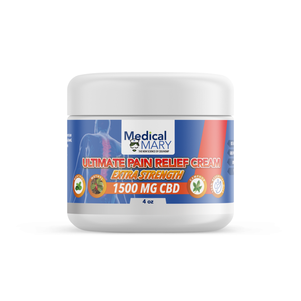 Pain Relief Cream with Arnica, Eucalyptus, Vitamin E 1500 MG CBD Medical Mary HQ